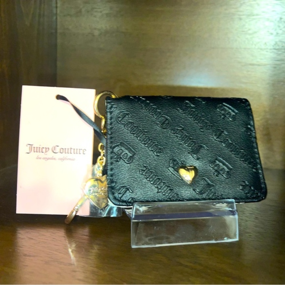New with Tags-  Juicy Couture Hangable Small Zip Around Wallet - Liquorice Black